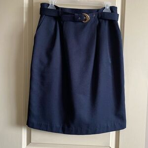 Vintage Navy Pencil Skirt W/ Belt